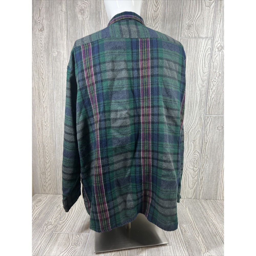 Back Packer Green Plaid Long Sleeve Button Up Flannel‎ Shirt Mens Casual SZ M - Picture 2 of 7